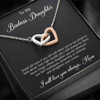 Load image into Gallery viewer, To My Badass Daughter Gifts, Stand Tall Even If You Fall, Interlocking Heart Necklace For Women, Birthday Present Idea From Mom
