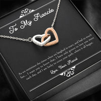 Load image into Gallery viewer, To My Fiancée, I Am Lucky To Cross Your Path, Interlocking Heart Necklace For Women, Anniversary Birthday Valentines Day Gifts From Fiancé
