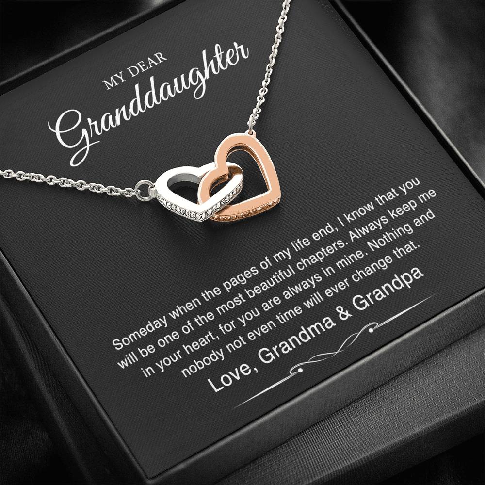 To My Granddaughter Gifts From Grandma Grandpa, Someday When The Pages Of My Life End, Interlocking Hearts Necklace For Women, Birthday Present Idea From Grandmother Grandfather