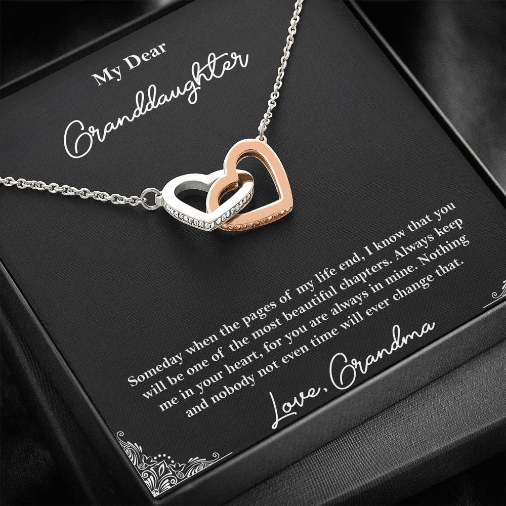 To My Granddaughter Gifts, One Of The Most Beautiful Chapters, Interlocking Heart Necklace For Women, Birthday Present Idea From Grandma