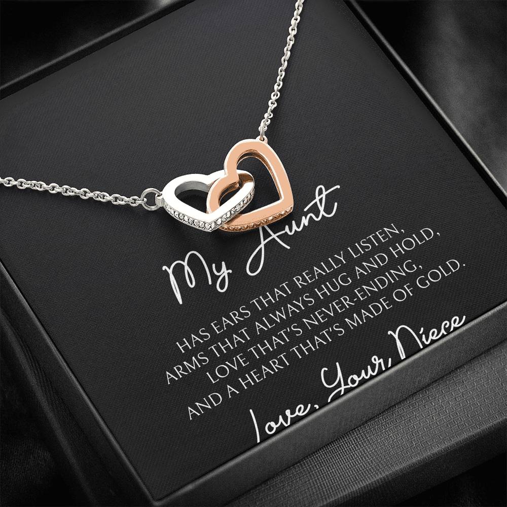 To My Aunt Gifts, Love That's Never Ending, Interlocking Heart Necklace For Women, Birthday Present Idea From Niece