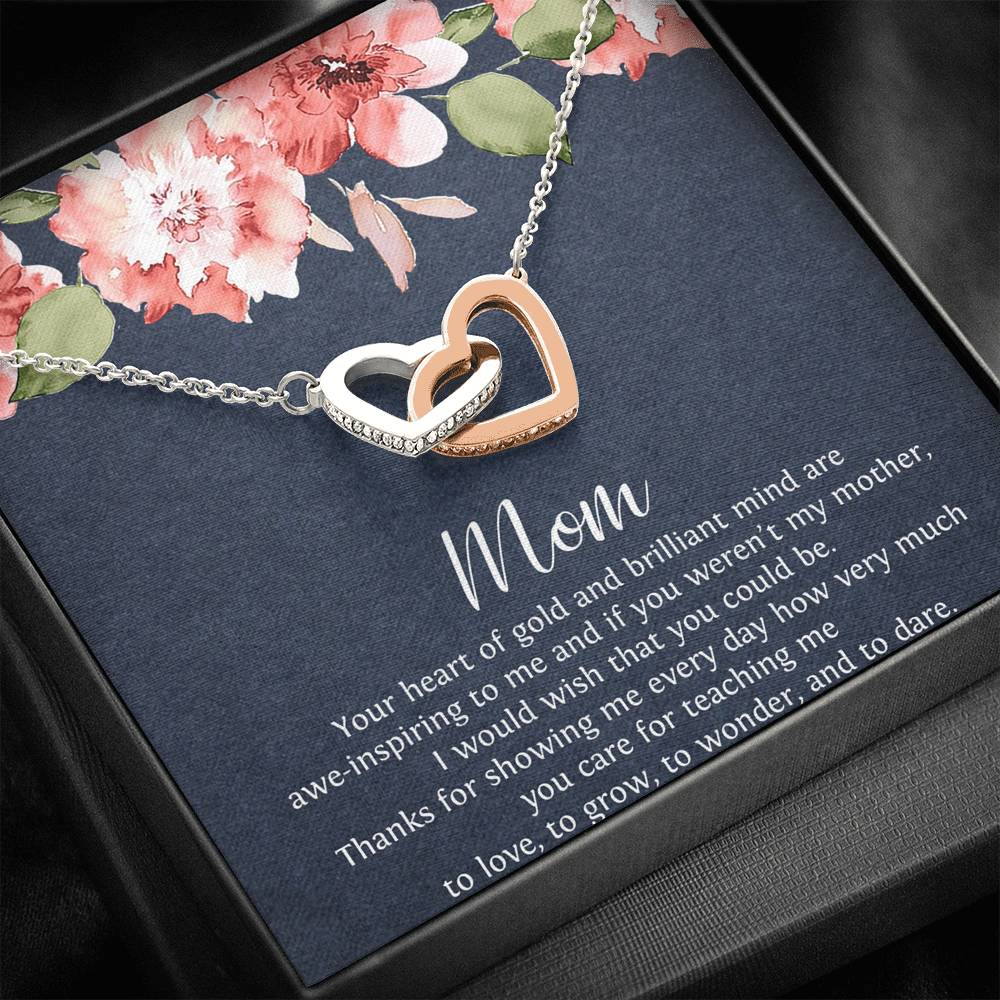 To My Mom Gifts, Your Heart of Gold, Interlocking Heart Necklace For Women, Birthday Mothers Day Present From Son Daughter