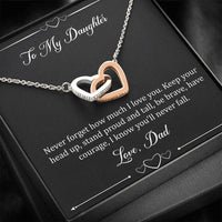 Load image into Gallery viewer, To My Daughter  Gifts, I Love You, Interlocking Heart Necklace For Women, Birthday Present Idea From Dad
