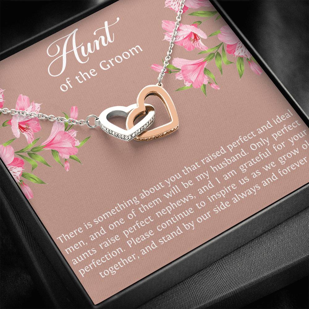 Aunt of the Groom Gifts, Grateful for Your Protection, Interlocking Heart Necklace For Women, Wedding Day Thank You Ideas From Bride