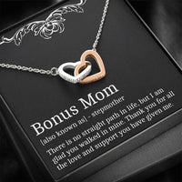 Load image into Gallery viewer, To My Bonus Mom Gifts, Thank You For All The Love, Interlocking Heart Necklace For Women, Birthday Mothers Day Present From Bonus Daughter
