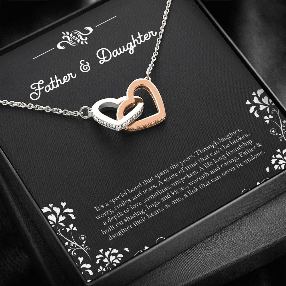 To My Daughter Gifts, Father and Daughter Bond, Interlocking Heart Necklace For Women, Birthday Present Idea From Dad