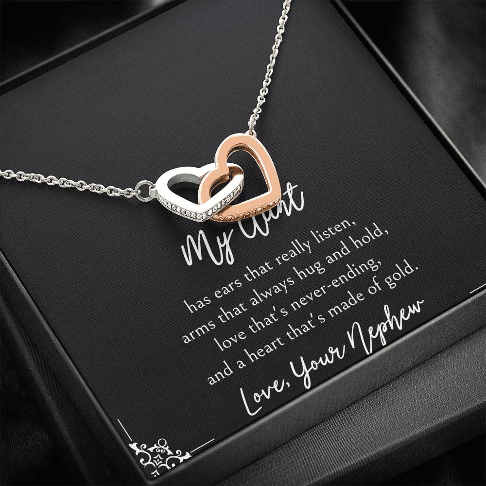 To My Aunt Gifts, Love That's Never Ending, Interlocking Heart Necklace For Women, Birthday Present Idea From Nephew