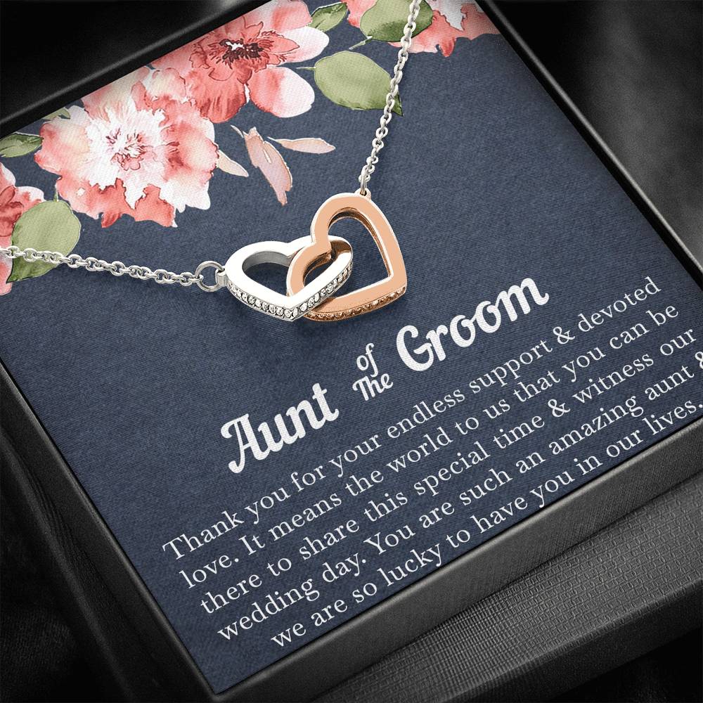 Aunt of the Groom Gifts, You Are Amazing, Interlocking Heart Necklace For Women, Wedding Day Thank You Ideas From Groom