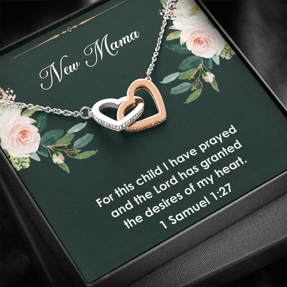 Necklace - For This Child I Have Prayed - Interlocking Hearts | Perfect Gift for Expecting Moms
