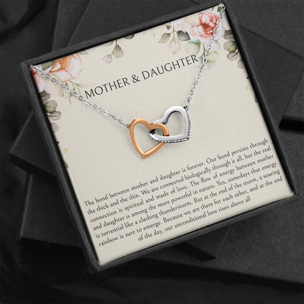 To My Daughter Gifts, Mother and Daughter Bond, Interlocking Heart Necklace For Women, Birthday Present Idea From Mom
