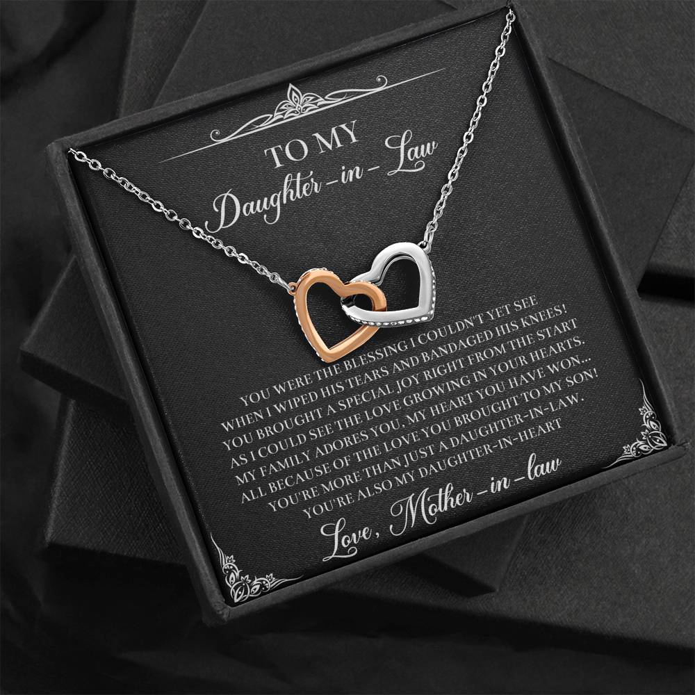 To My Daughter-in-law Gifts, Circle of Strength and Love, Interlocking Heart Necklace For Women, Birthday Present Idea From Mother-in-law