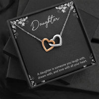 Load image into Gallery viewer, To My Daughter Gifts, A Daughter Is Someone You Laugh With, Interlocking Heart Necklace For Women, Birthday Present Idea From Mom
