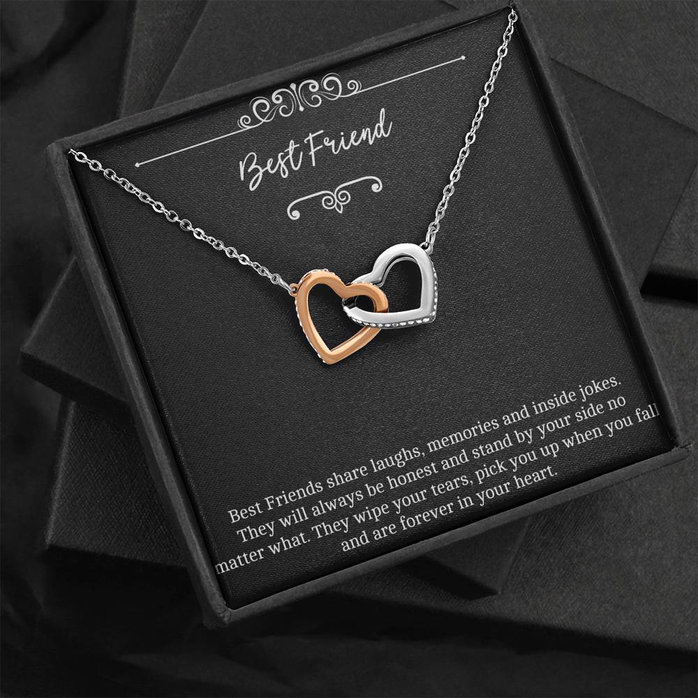 To My Friend Gifts, Forever In Your Heart, Interlocking Heart Necklace For Women, Birthday Present Idea From Bestie