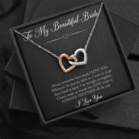 Load image into Gallery viewer, To My Bride Gifts, Forever Together Till The End, Interlocking Heart Necklace For Women, Wedding Day Thank You Ideas From Groom
