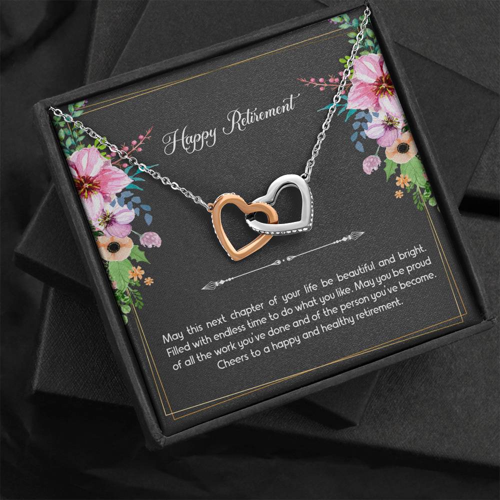 Retirement Gifts, Do What You Like, Happy Retirement Interlocking Heart Necklace For Women, Retirement Party Favor From Friends Coworkers