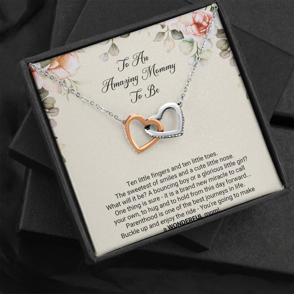 Gift for Expecting Mom, Brand New Miracle, Mom to Be Interlocking Heart Necklace For Women, Pregnancy Gift For New Mother