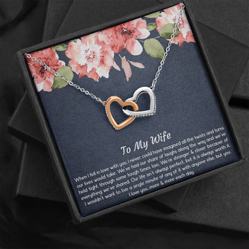To My Wife, When I Fell In Love With You, Interlocking Heart Necklace For Women, Anniversary Birthday Gifts From Husband