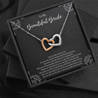 Load image into Gallery viewer, To My Bride Gifts, You Are The One For  Me, Interlocking Heart Necklace For Women, Wedding Day Thank You Ideas From Groom
