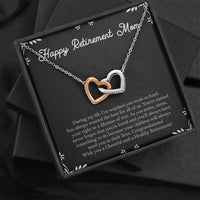 Load image into Gallery viewer, Mom Retirement Gifts, Never Forget, Happy Retirement Interlocking Heart Necklace For Women, Retirement Party Favor From Daughter Son
