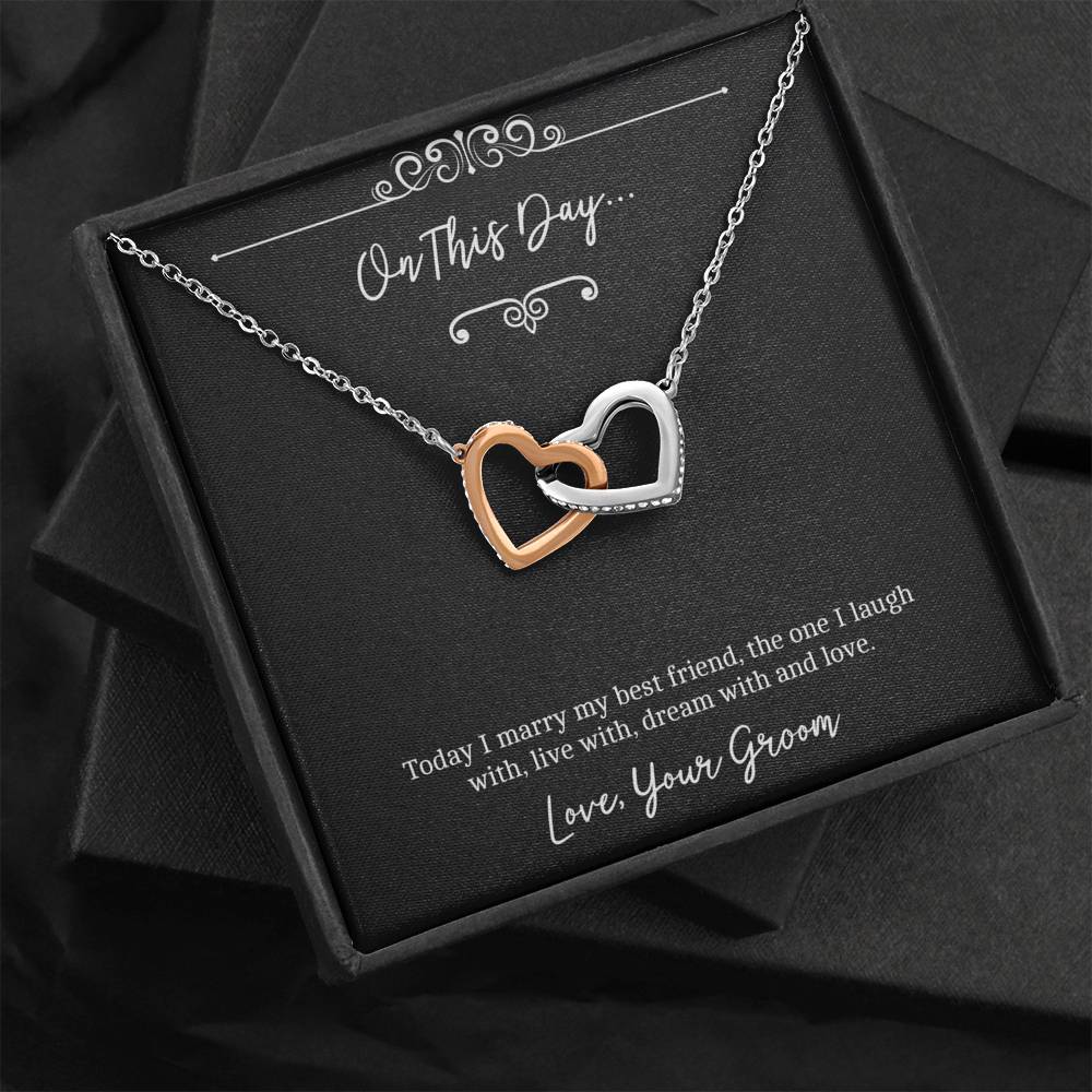 To My Bride  Gifts, I Marry You, Interlocking Heart Necklace For Women, Wedding Day Thank You Ideas From Groom