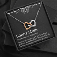 Load image into Gallery viewer, To My Bonus Mom Gifts, Thank You For All The Love, Interlocking Heart Necklace For Women, Birthday Mothers Day Present From Bonus Daughter
