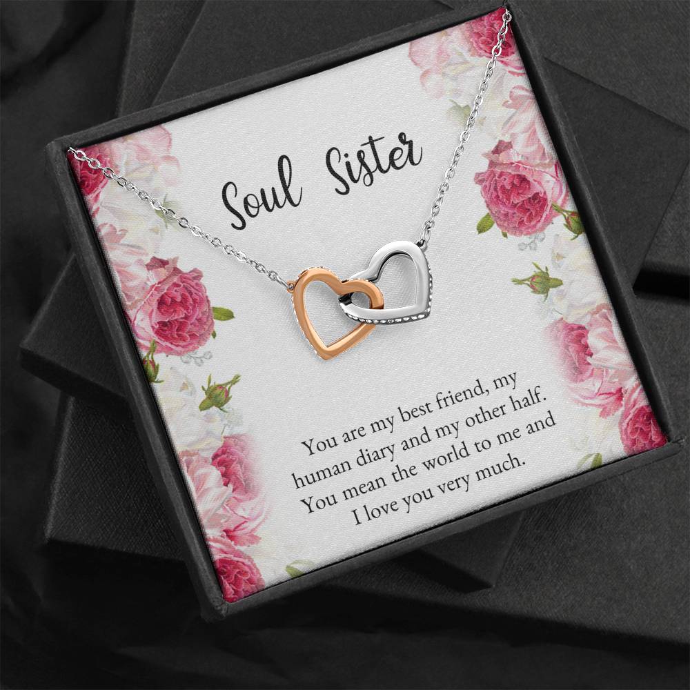 To My Best Friend Gifts, You Mean The World To Me, Interlocking Heart Necklace For Women, Birthday Present Idea From Bestie