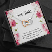 Load image into Gallery viewer, To My Best Friend Gifts, You Mean The World To Me, Interlocking Heart Necklace For Women, Birthday Present Idea From Bestie
