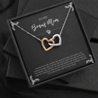 Load image into Gallery viewer, To My Bonus Mom Gifts, You Mean The World To Me , Interlocking Heart Necklace For Women, Birthday Mothers Day Present From Bonus Daughter

