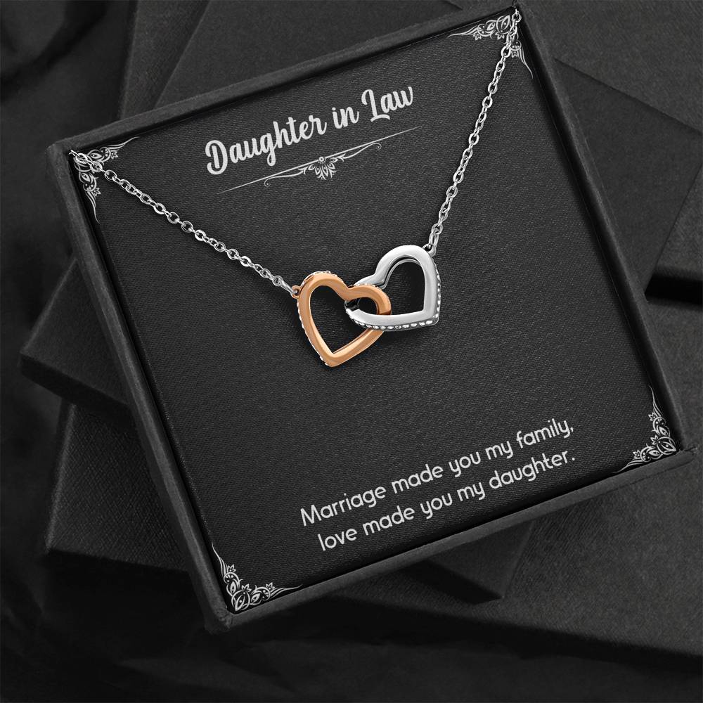 To My Daughter-in-law Gifts, Love Made You My Daughter, Interlocking Heart Necklace For Women, Birthday Present Idea From Mother-in-law