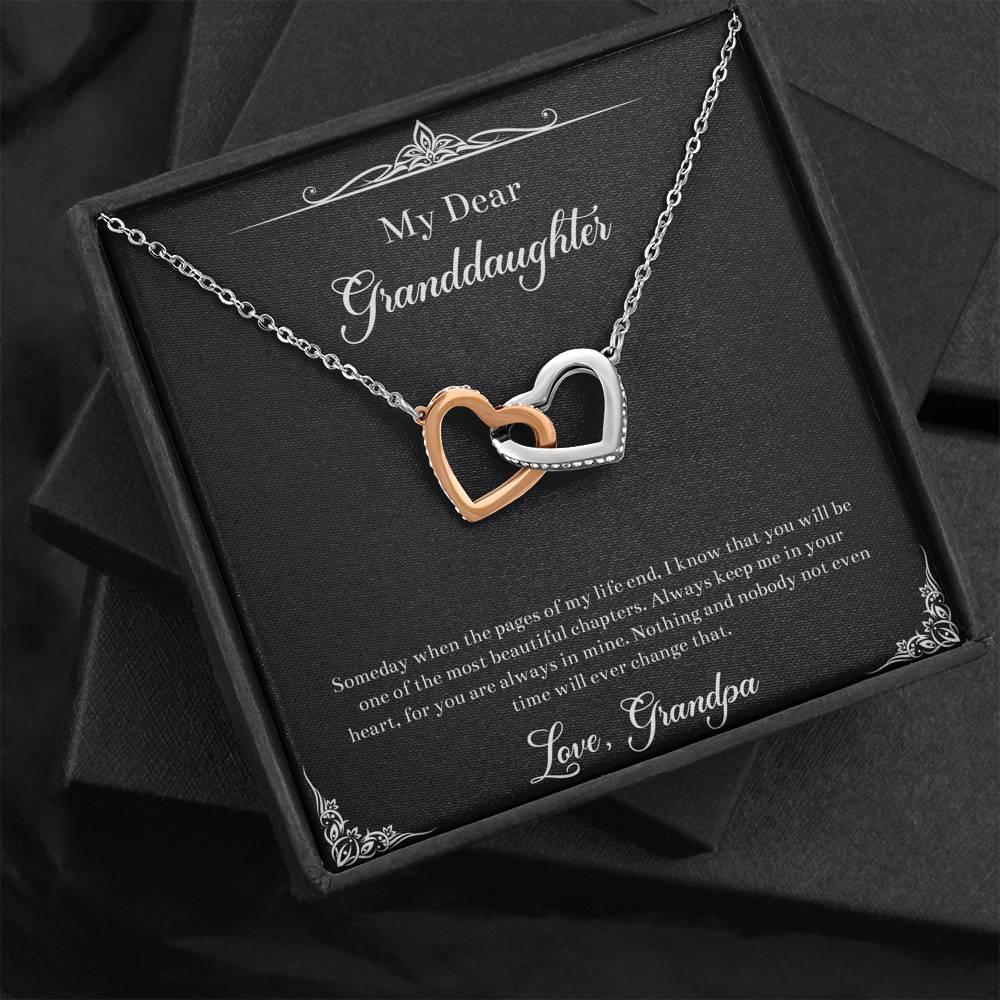 To My Granddaughter Gifts, One Of The Most Beautiful Chapters, Interlocking Heart Necklace For Women, Birthday Present Idea From Grandpa