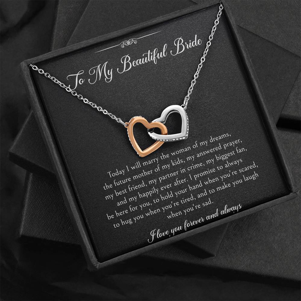 To My Bride Gifts, I Love You Forever And Always, Interlocking Heart Necklace For Women, Wedding Day Thank You Ideas From Groom