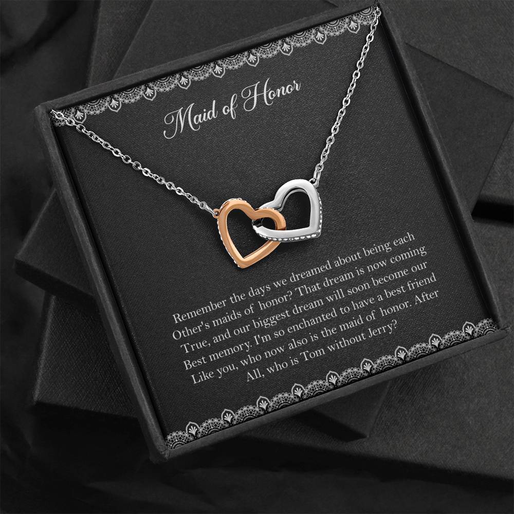 To My Maid Of Honor Gifts, Best Memory, Interlocking Heart Necklace For Women, Wedding Day Thank You Ideas From Bride