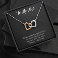 Load image into Gallery viewer, To My Badass Wife, Braver Than You Believe, Interlocking Heart Necklace For Women, Anniversary Birthday Valentines Day Gifts From Husband
