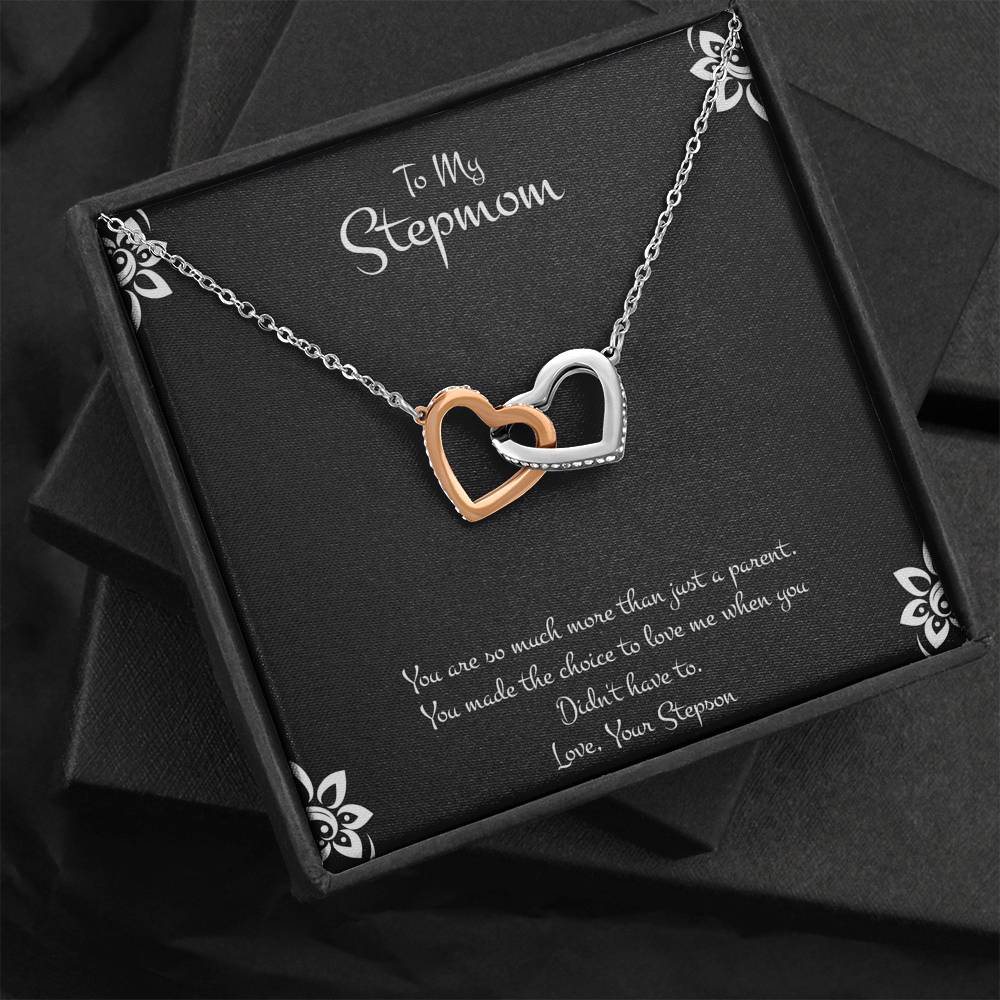 To My Stepmom Gifts, You Are More Than Just A Parent, Interlocking Heart Necklace For Women, Birthday Mothers Day Present From Stepson