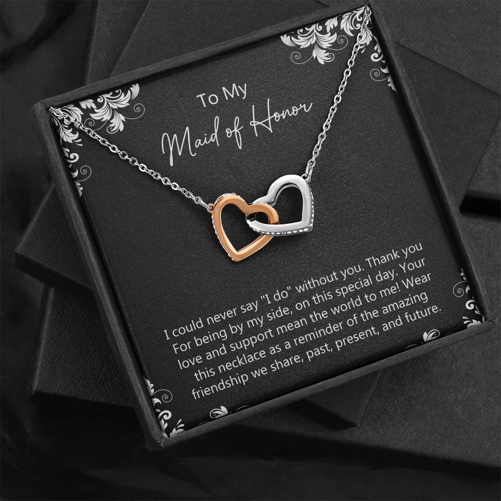 To My Maid Of Honor Gifts, Love And Support, Interlocking Heart Necklace For Women, Wedding Day Thank You Ideas From Bride