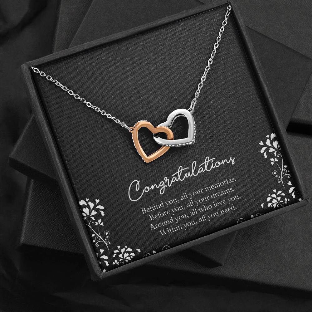 Retirement Gifts, Behind You, Happy Retirement Interlocking Heart Necklace For Women, Retirement Party Favor From Friends Coworkers