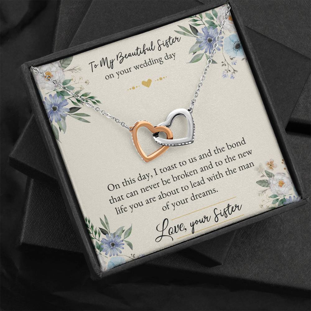 Bride Gifts, On This Day, Interlocking Heart Necklace For Women, Wedding Day Thank You Ideas From Sister