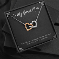 Load image into Gallery viewer, To My Bonus Mom Gifts, Endless Love And Support, Interlocking Heart Necklace For Women, Birthday Mothers Day Present From Bonus Daughter

