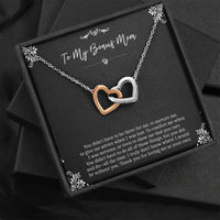 Load image into Gallery viewer, To My Bonus Mom Gifts, Thank You For Loving Me, Interlocking Heart Necklace For Women, Birthday Mothers Day Present From Bonus Daughter
