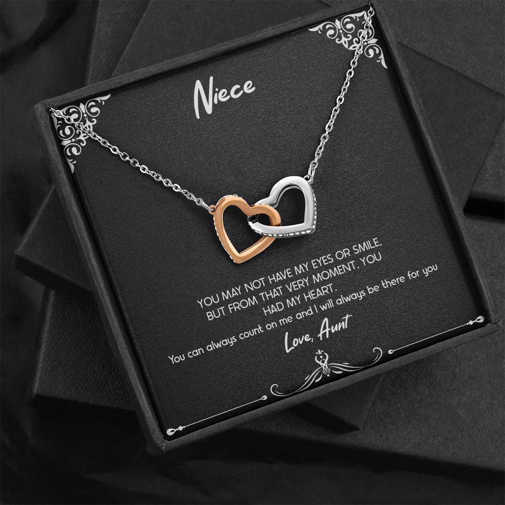 To My Niece  Gifts, You Can Always Count On Me, Interlocking Heart Necklace For Women, Birthday Present Idea From Aunt