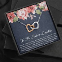 Load image into Gallery viewer, To My Badass Daughter Gifts, You Are Amazing, Interlocking Heart Necklace For Women, Birthday Present Idea From Mom

