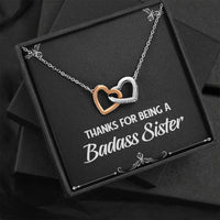 Load image into Gallery viewer, To My Badass Sister Gifts, Thanks For Being A Badass Sister, Interlocking Heart Necklace For Women, Birthday Present Idea From Sister
