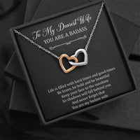 Load image into Gallery viewer, To My Badass Wife, Be Brave, Interlocking Heart Necklace For Women, Anniversary Birthday Valentines Day Gifts From Husband
