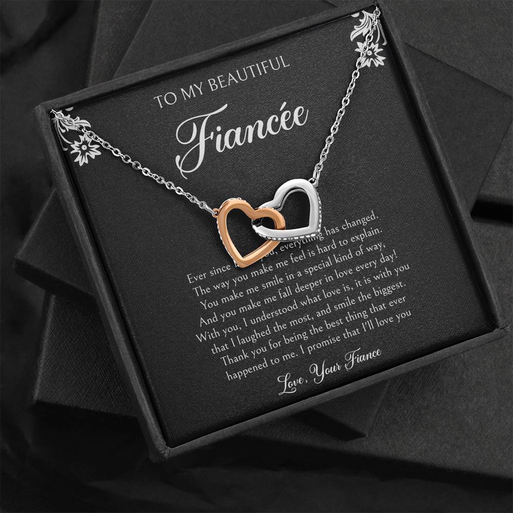To My Fiancée, I'll Love You Forever, Interlocking Heart Necklace For Women, Anniversary Birthday Valentines Day Gifts From Fiancé