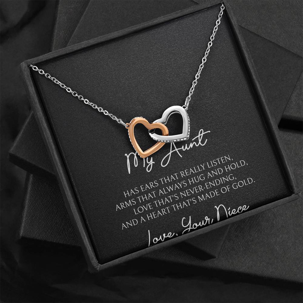To My Aunt Gifts, Love That's Never Ending, Interlocking Heart Necklace For Women, Birthday Present Idea From Niece
