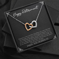 Load image into Gallery viewer, Retirement Gifts, Time To Relax, Happy Retirement Interlocking Heart Necklace For Women, Retirement Party Favor From Friends Coworkers

