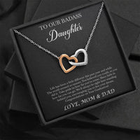 Load image into Gallery viewer, To My Badass Daughter Gifts, Congratulations, Interlocking Heart Necklace For Women, Graduation Present Ideas From Mom Dad
