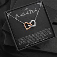 Load image into Gallery viewer, To My Bride Gifts, Today Is The Happiest Day of My Life, Interlocking Heart Necklace For Women, Wedding Day Thank You Ideas From Groom
