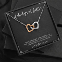 Load image into Gallery viewer, To My Unbiological Sister Gifts, Friends Who Become Family, Interlocking Heart Necklace For Women, Birthday Present Idea From Sister-in-law
