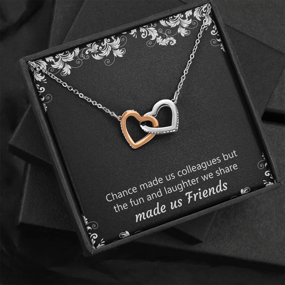 Retirement Gifts, Chance Made Us Colleagues, Happy Retirement Interlocking Heart Necklace For Women, Retirement Party Favor From Coworkers